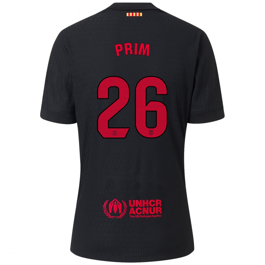 Niño Camiseta Pau Prim #26 Negro Rojo 2ª Equipación 2024/25 La Camisa Perú