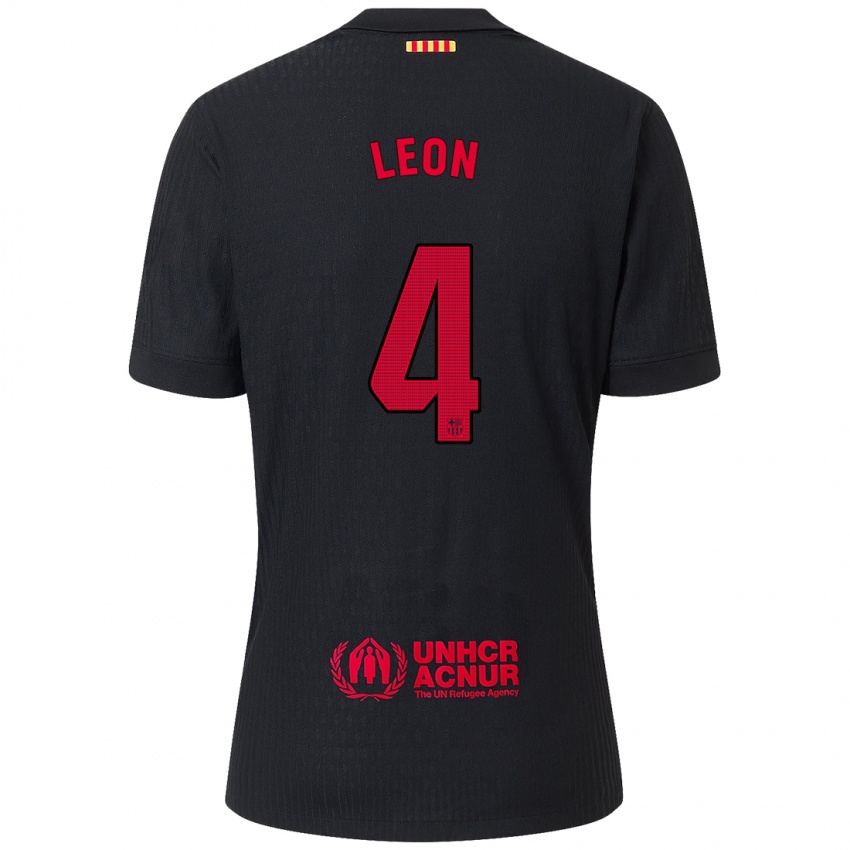 Niño Camiseta Maria Pilar Leon #4 Negro Rojo 2ª Equipación 2024/25 La Camisa Perú