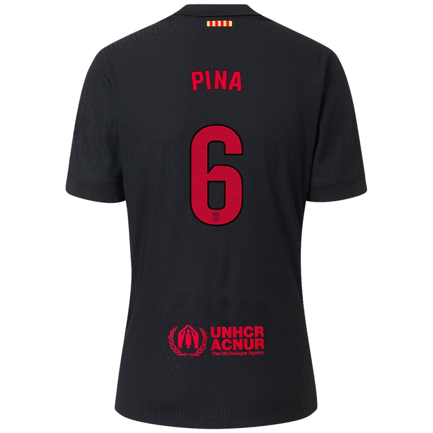 Niño Camiseta Claudia Pina #6 Negro Rojo 2ª Equipación 2024/25 La Camisa Perú