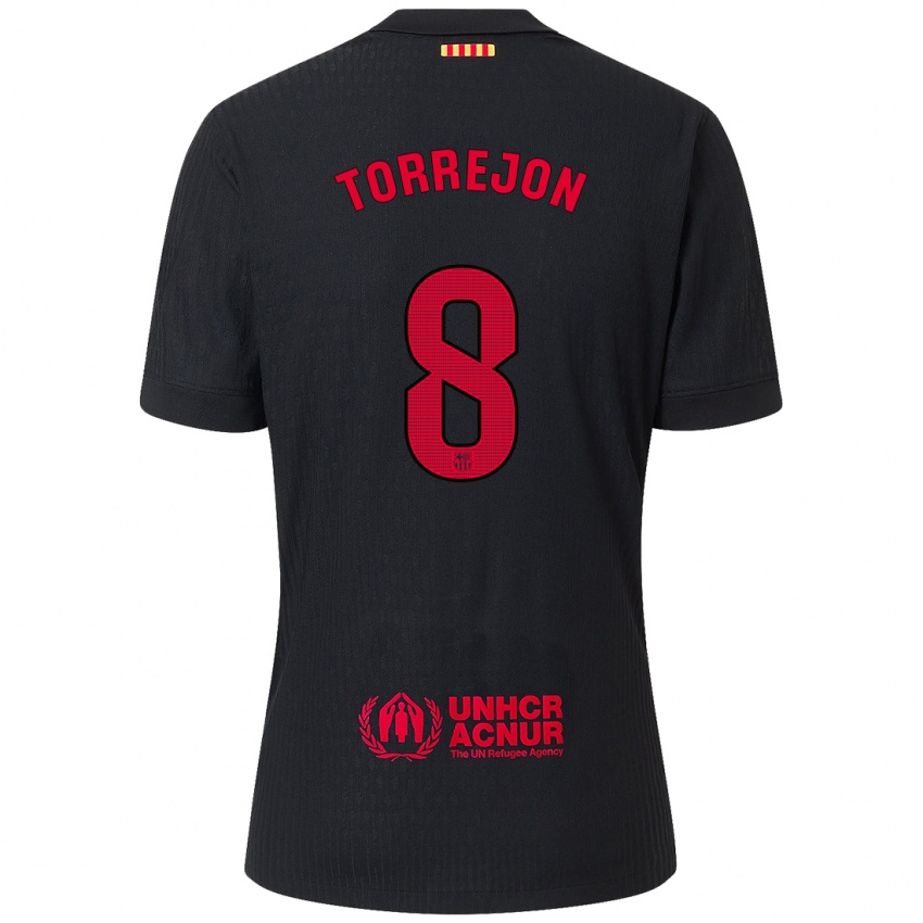 Niño Camiseta Marta Torrejón #8 Negro Rojo 2ª Equipación 2024/25 La Camisa Perú