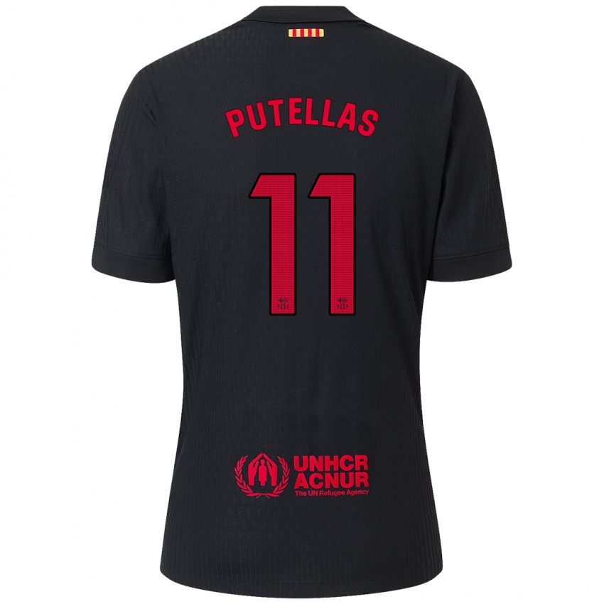 Niño Camiseta Alexia Putellas #11 Negro Rojo 2ª Equipación 2024/25 La Camisa Perú