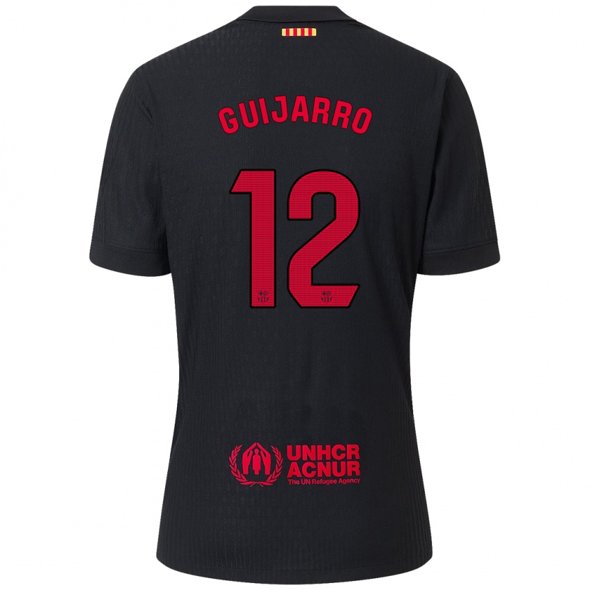 Niño Camiseta Patricia Guijarro #12 Negro Rojo 2ª Equipación 2024/25 La Camisa Perú