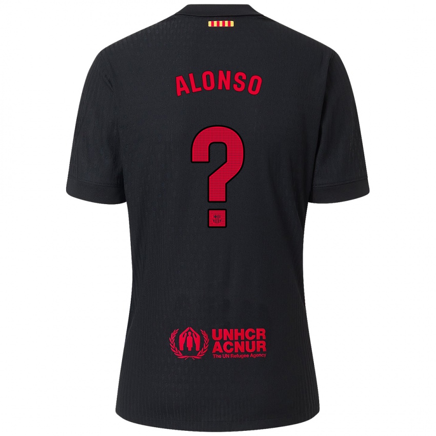 Niño Camiseta Aáron Alonso #0 Negro Rojo 2ª Equipación 2024/25 La Camisa Perú