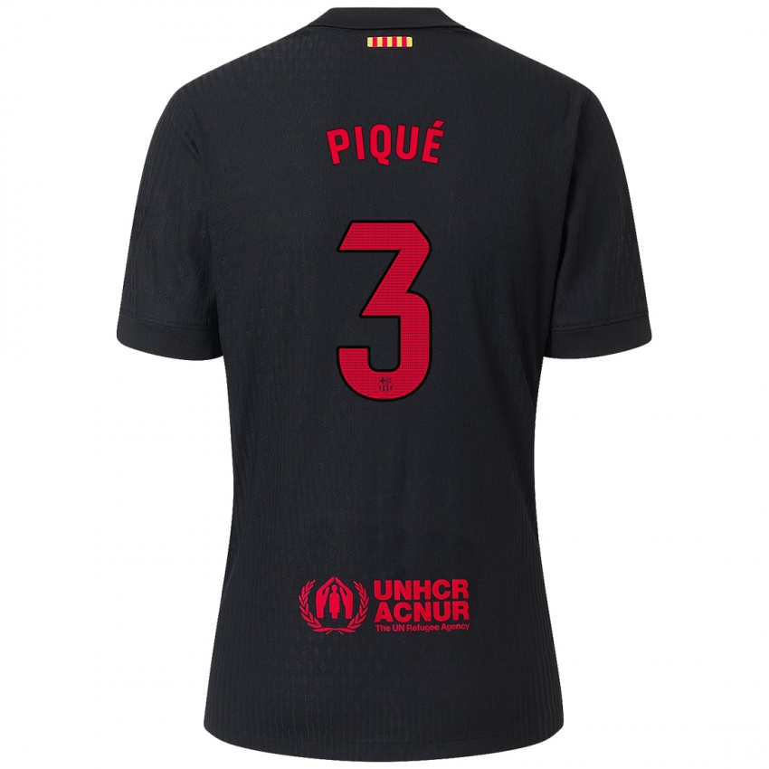 Niño Camiseta Gerard Piqué #3 Negro Rojo 2ª Equipación 2024/25 La Camisa Perú