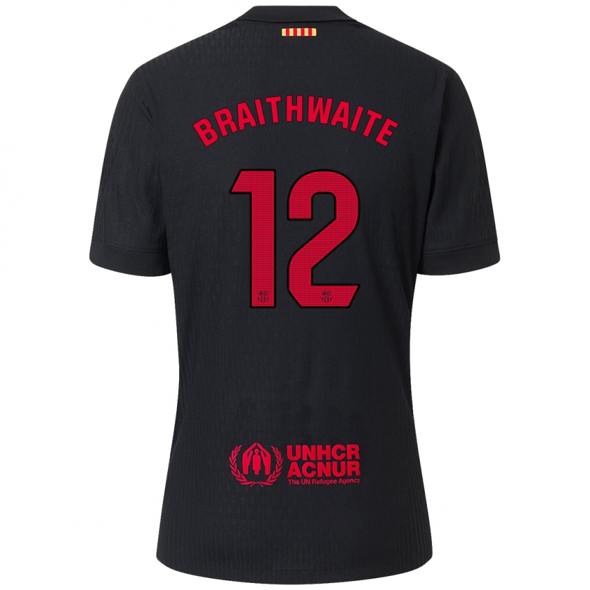 Niño Camiseta Martin Braithwaite #12 Negro Rojo 2ª Equipación 2024/25 La Camisa Perú