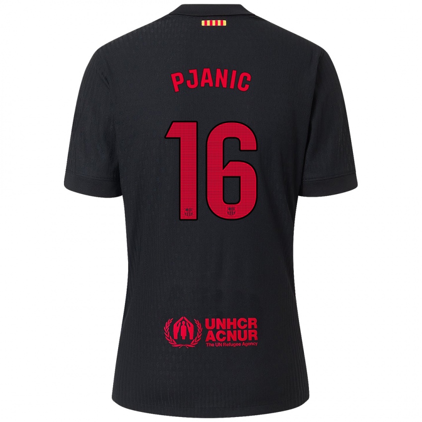 Niño Camiseta Miralem Pjanic #16 Negro Rojo 2ª Equipación 2024/25 La Camisa Perú