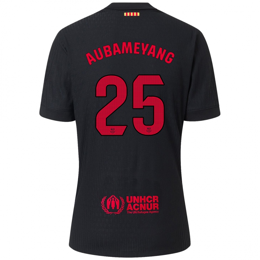 Niño Camiseta Pierre Emerick Aubameyang #25 Negro Rojo 2ª Equipación 2024/25 La Camisa Perú