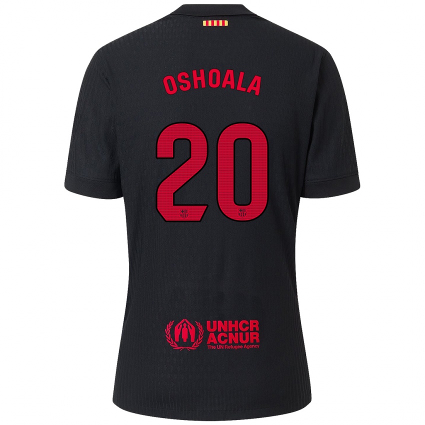 Niño Camiseta Asisat Oshoala #20 Negro Rojo 2ª Equipación 2024/25 La Camisa Perú