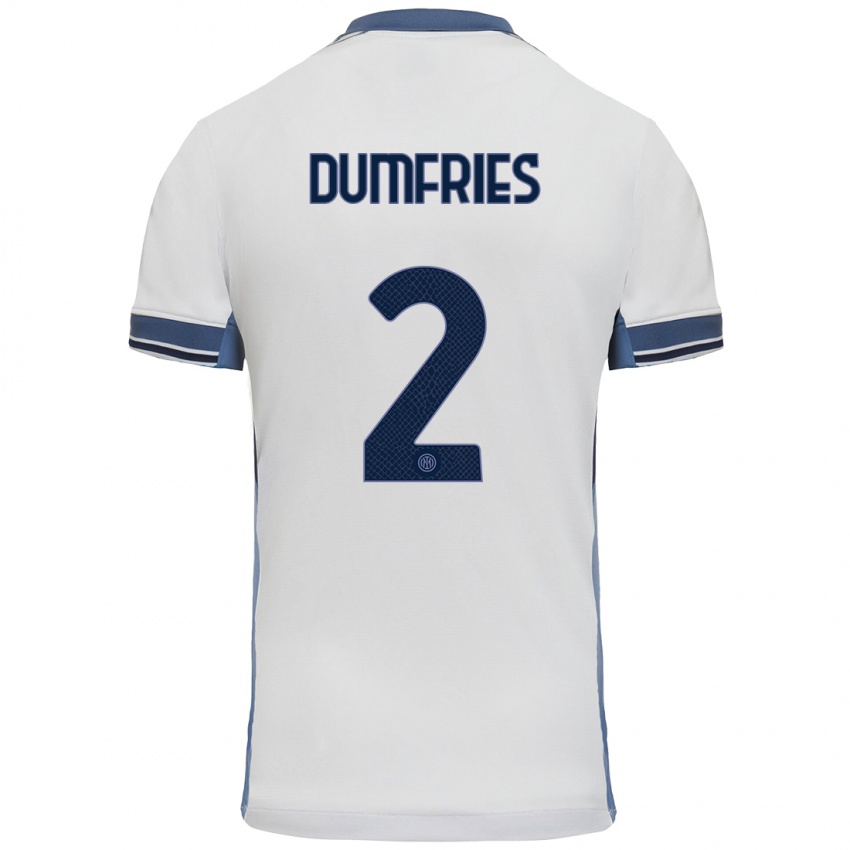 Niño Camiseta Denzel Dumfries #2 Blanco Gris 2ª Equipación 2024/25 La Camisa Perú