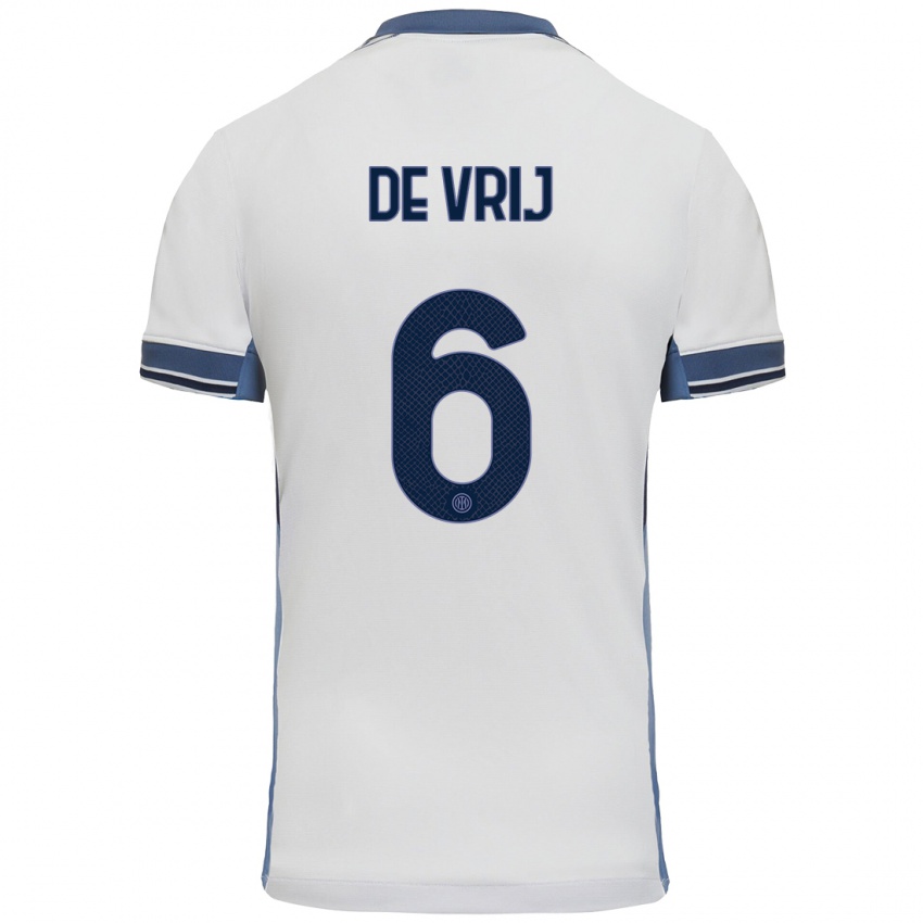 Niño Camiseta Stefan De Vrij #6 Blanco Gris 2ª Equipación 2024/25 La Camisa Perú