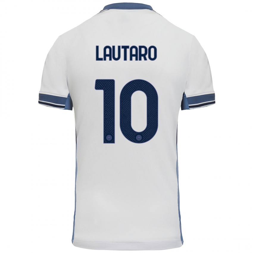 Niño Camiseta Lautaro Martinez #10 Blanco Gris 2ª Equipación 2024/25 La Camisa Perú