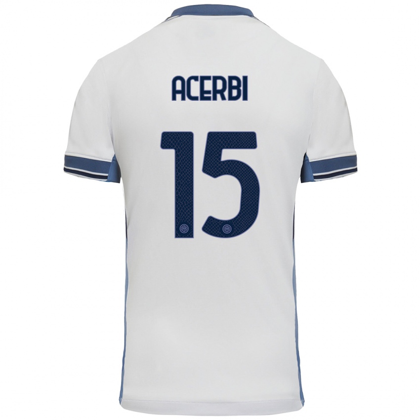 Niño Camiseta Francesco Acerbi #15 Blanco Gris 2ª Equipación 2024/25 La Camisa Perú