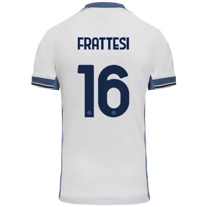 Niño Camiseta Davide Frattesi #16 Blanco Gris 2ª Equipación 2024/25 La Camisa Perú