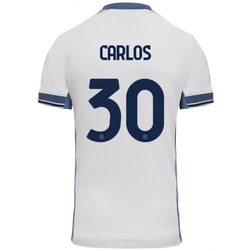 Niño Camiseta Carlos Augusto #30 Blanco Gris 2ª Equipación 2024/25 La Camisa Perú