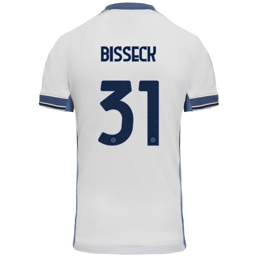 Niño Camiseta Yann Bisseck #31 Blanco Gris 2ª Equipación 2024/25 La Camisa Perú