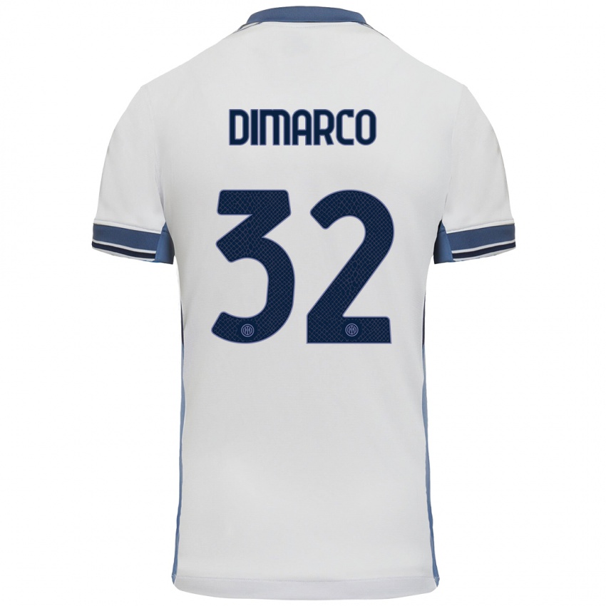 Niño Camiseta Federico Dimarco #32 Blanco Gris 2ª Equipación 2024/25 La Camisa Perú