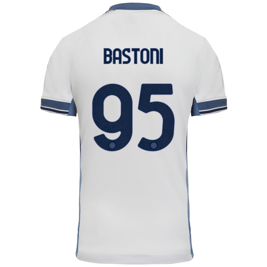 Niño Camiseta Alessandro Bastoni #95 Blanco Gris 2ª Equipación 2024/25 La Camisa Perú