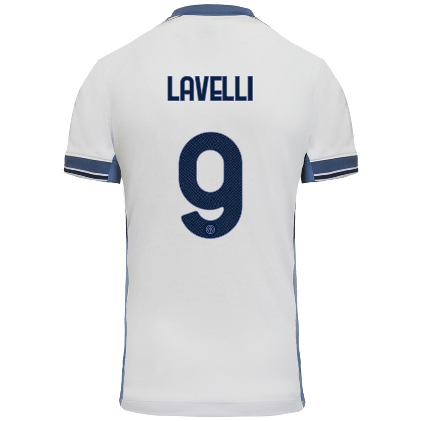 Niño Camiseta Matteo Lavelli #9 Blanco Gris 2ª Equipación 2024/25 La Camisa Perú