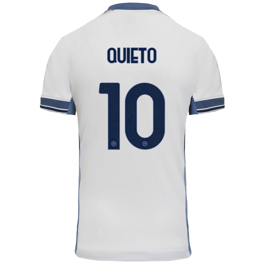 Niño Camiseta Daniele Quieto #10 Blanco Gris 2ª Equipación 2024/25 La Camisa Perú