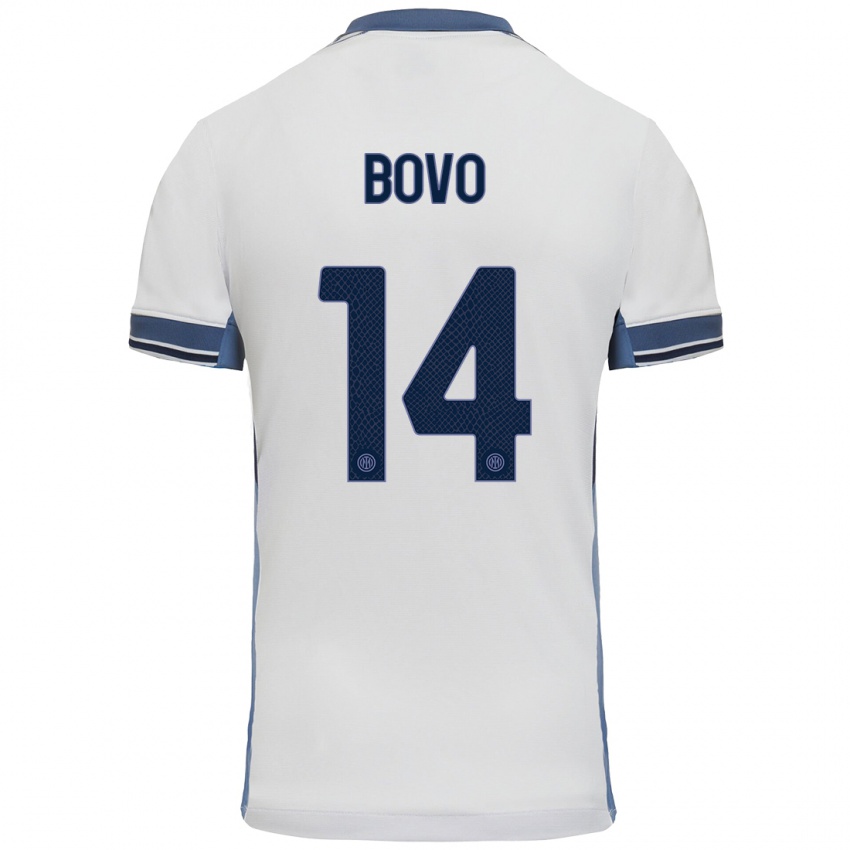 Niño Camiseta Leonardo Bovo #14 Blanco Gris 2ª Equipación 2024/25 La Camisa Perú