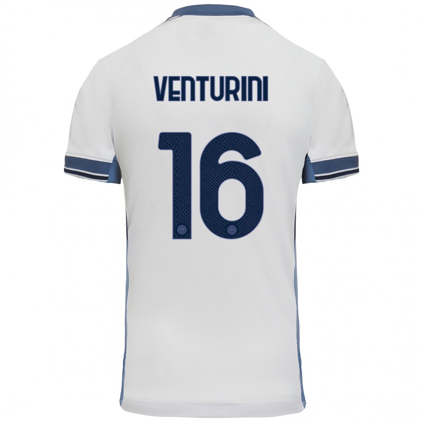 Niño Camiseta Matteo Venturini #16 Blanco Gris 2ª Equipación 2024/25 La Camisa Perú