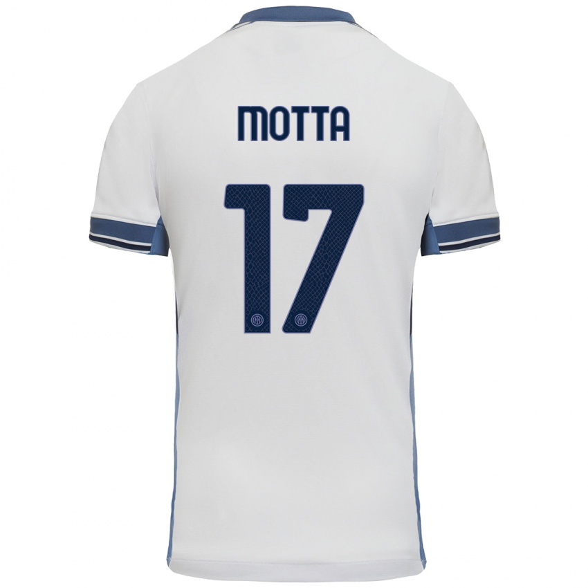 Niño Camiseta Matteo Motta #17 Blanco Gris 2ª Equipación 2024/25 La Camisa Perú