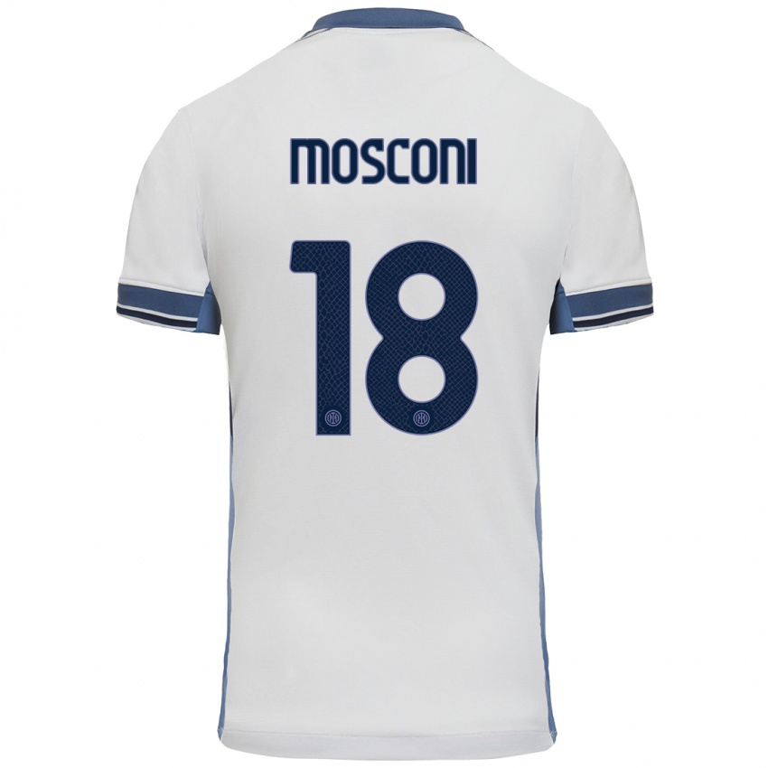 Niño Camiseta Mattia Mosconi #18 Blanco Gris 2ª Equipación 2024/25 La Camisa Perú