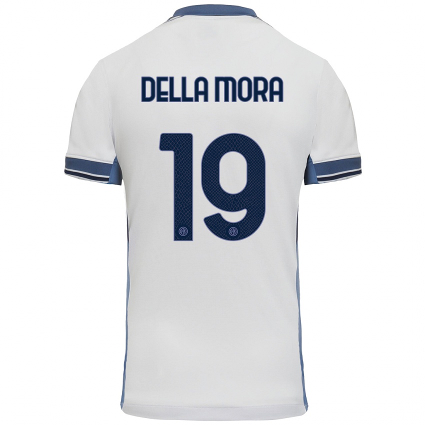 Niño Camiseta Tommaso Della Mora #19 Blanco Gris 2ª Equipación 2024/25 La Camisa Perú