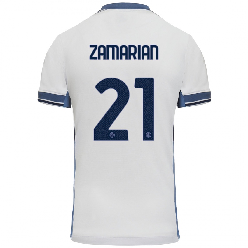 Niño Camiseta Matteo Zamarian #21 Blanco Gris 2ª Equipación 2024/25 La Camisa Perú