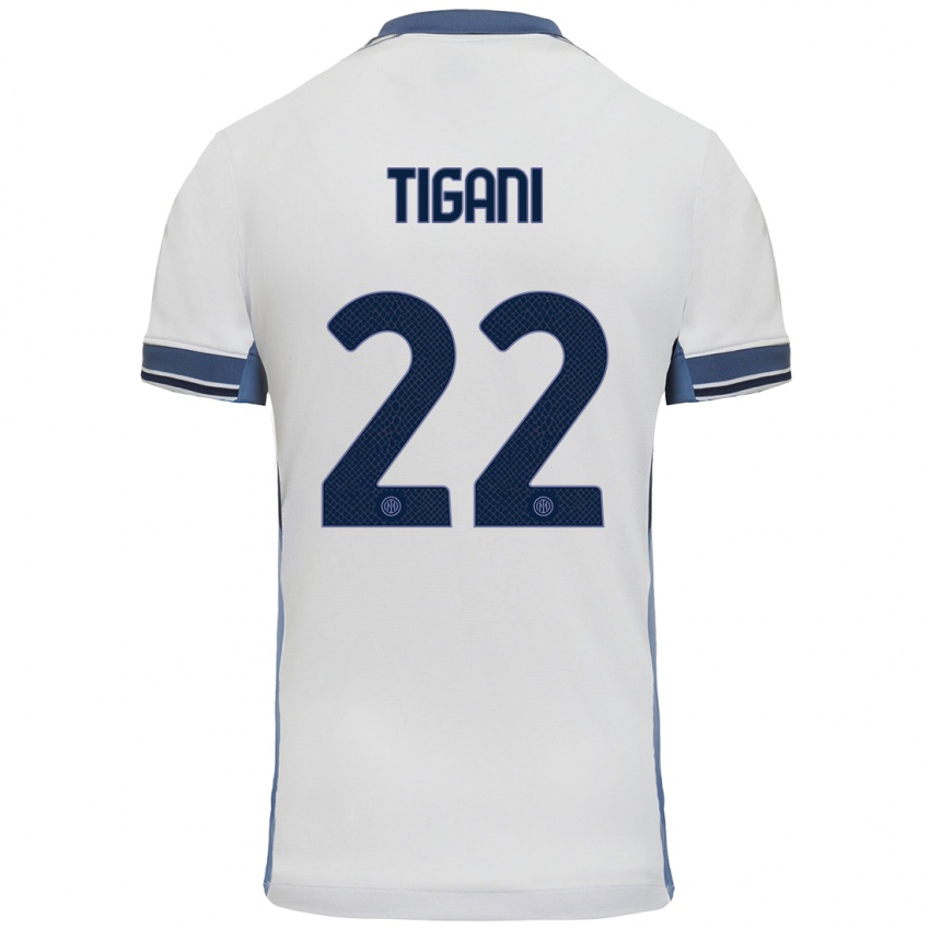 Niño Camiseta Edoardo Tigani #22 Blanco Gris 2ª Equipación 2024/25 La Camisa Perú