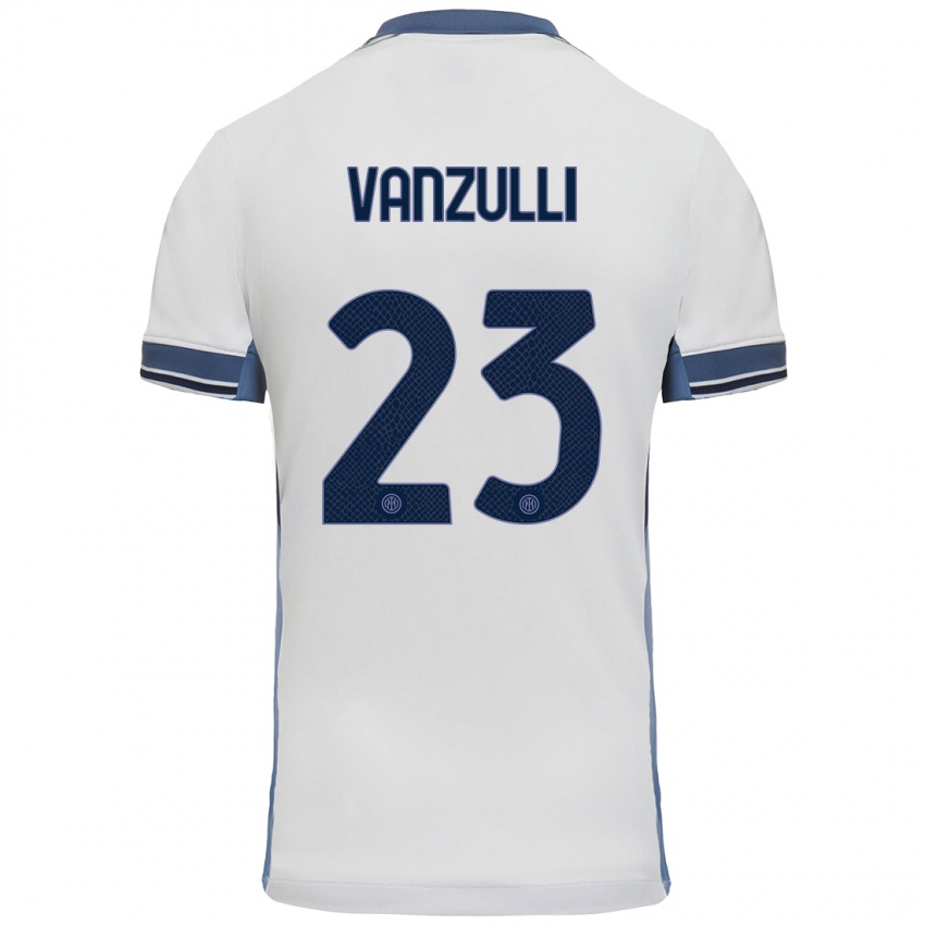 Niño Camiseta Marco Vanzulli #23 Blanco Gris 2ª Equipación 2024/25 La Camisa Perú