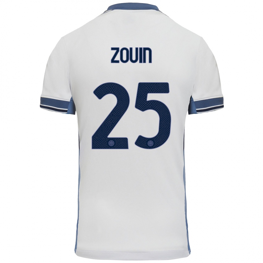 Niño Camiseta Aymen Zouin #25 Blanco Gris 2ª Equipación 2024/25 La Camisa Perú