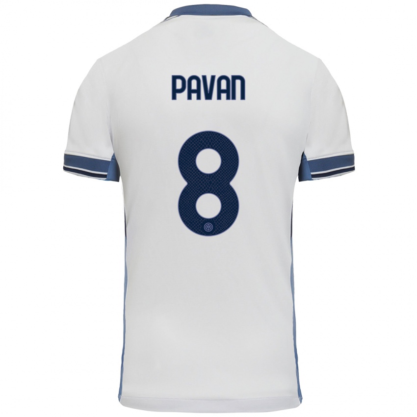 Niño Camiseta Matilde Pavan #8 Blanco Gris 2ª Equipación 2024/25 La Camisa Perú