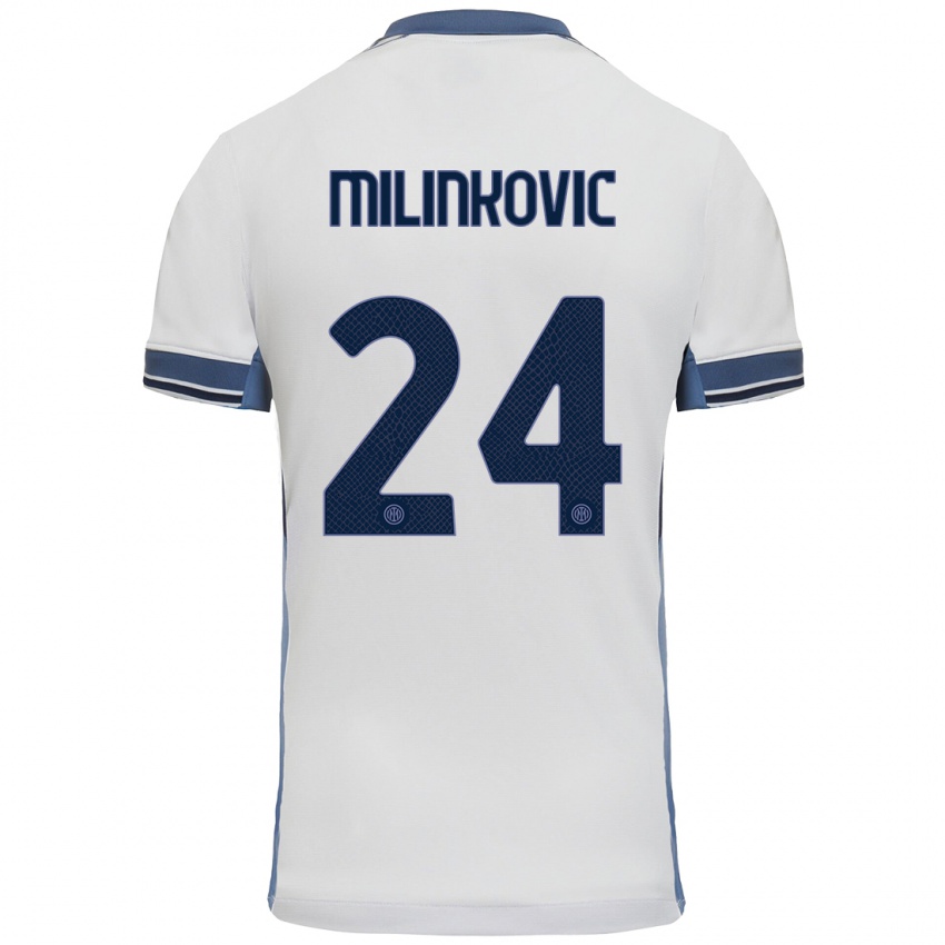 Niño Camiseta Marija Milinković #24 Blanco Gris 2ª Equipación 2024/25 La Camisa Perú