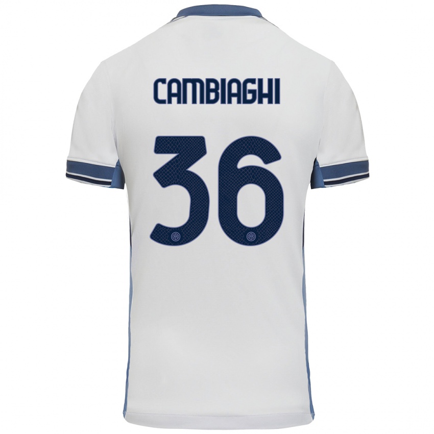 Niño Camiseta Michela Cambiaghi #36 Blanco Gris 2ª Equipación 2024/25 La Camisa Perú