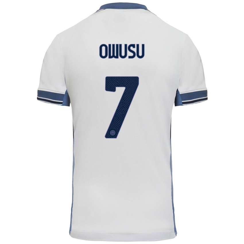 Niño Camiseta Enoch Owusu #7 Blanco Gris 2ª Equipación 2024/25 La Camisa Perú