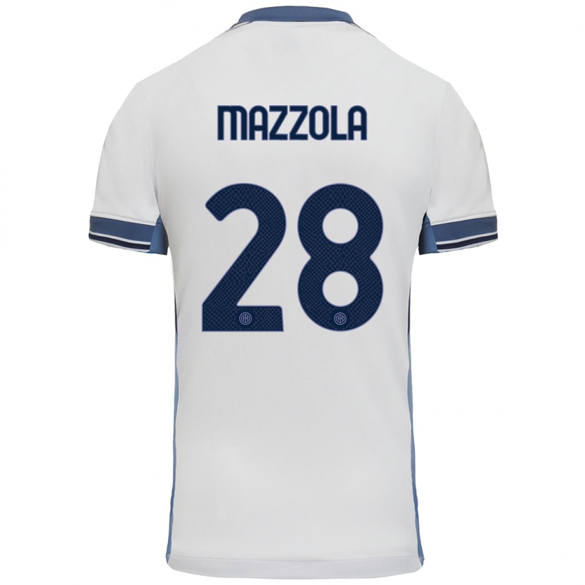 Niño Camiseta Giuseppe Mazzola #28 Blanco Gris 2ª Equipación 2024/25 La Camisa Perú