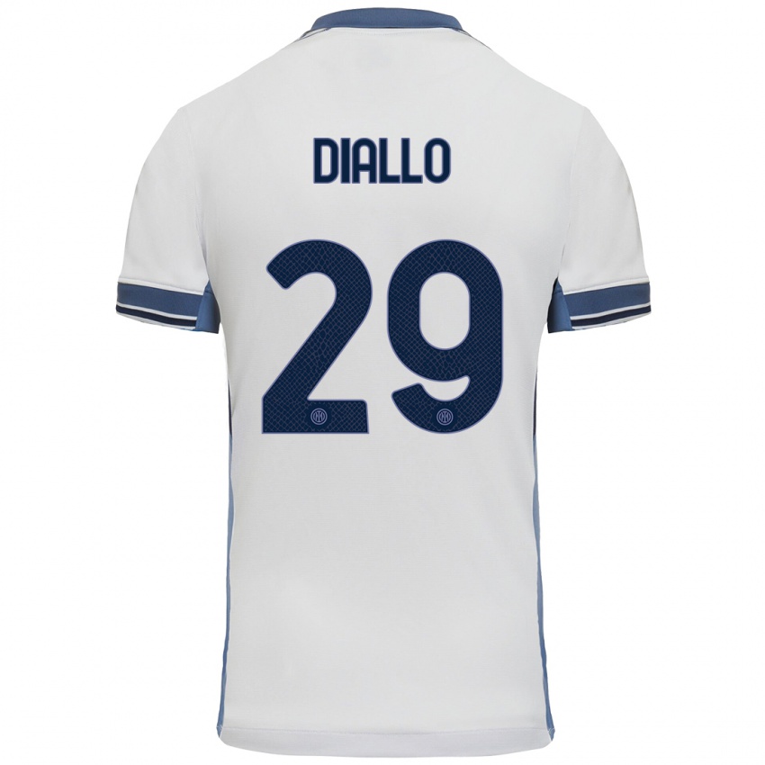 Niño Camiseta Oumar Diallo #29 Blanco Gris 2ª Equipación 2024/25 La Camisa Perú