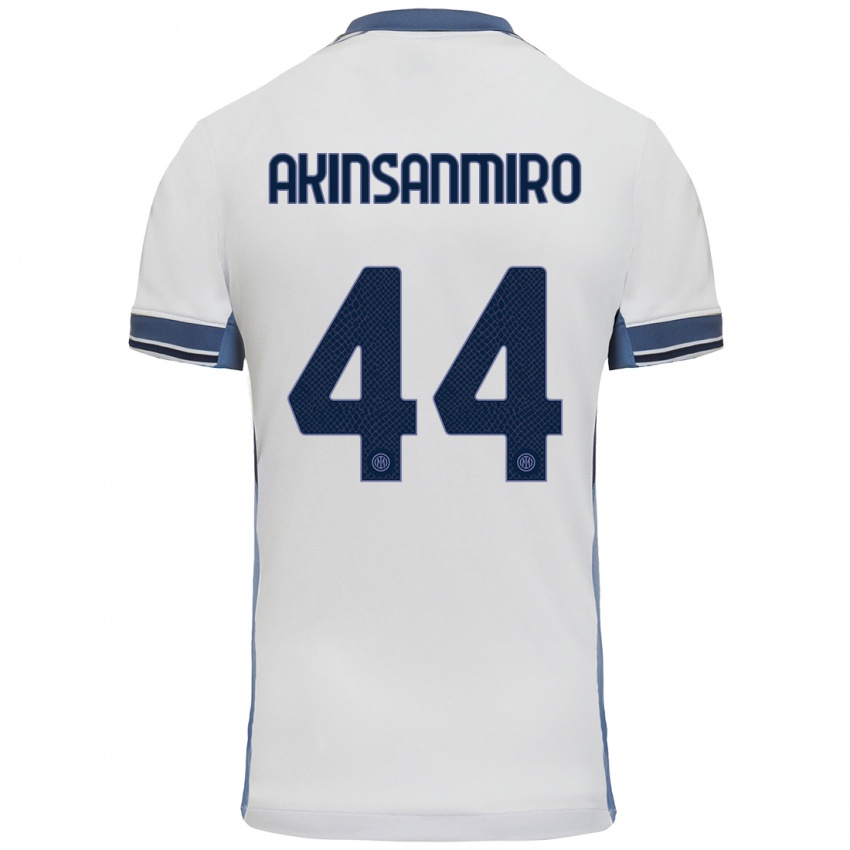 Niño Camiseta Ebenezer Akinsanmiro #44 Blanco Gris 2ª Equipación 2024/25 La Camisa Perú