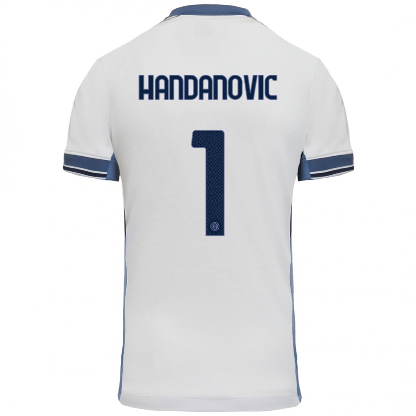 Niño Camiseta Samir Handanovic #1 Blanco Gris 2ª Equipación 2024/25 La Camisa Perú