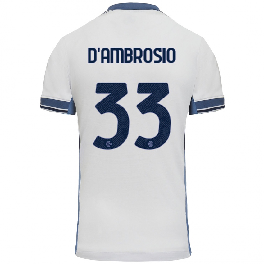 Niño Camiseta Danilo D'ambrosio #33 Blanco Gris 2ª Equipación 2024/25 La Camisa Perú