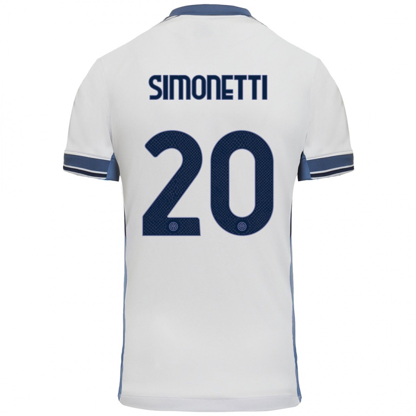 Niño Camiseta Flaminia Simonetti #20 Blanco Gris 2ª Equipación 2024/25 La Camisa Perú