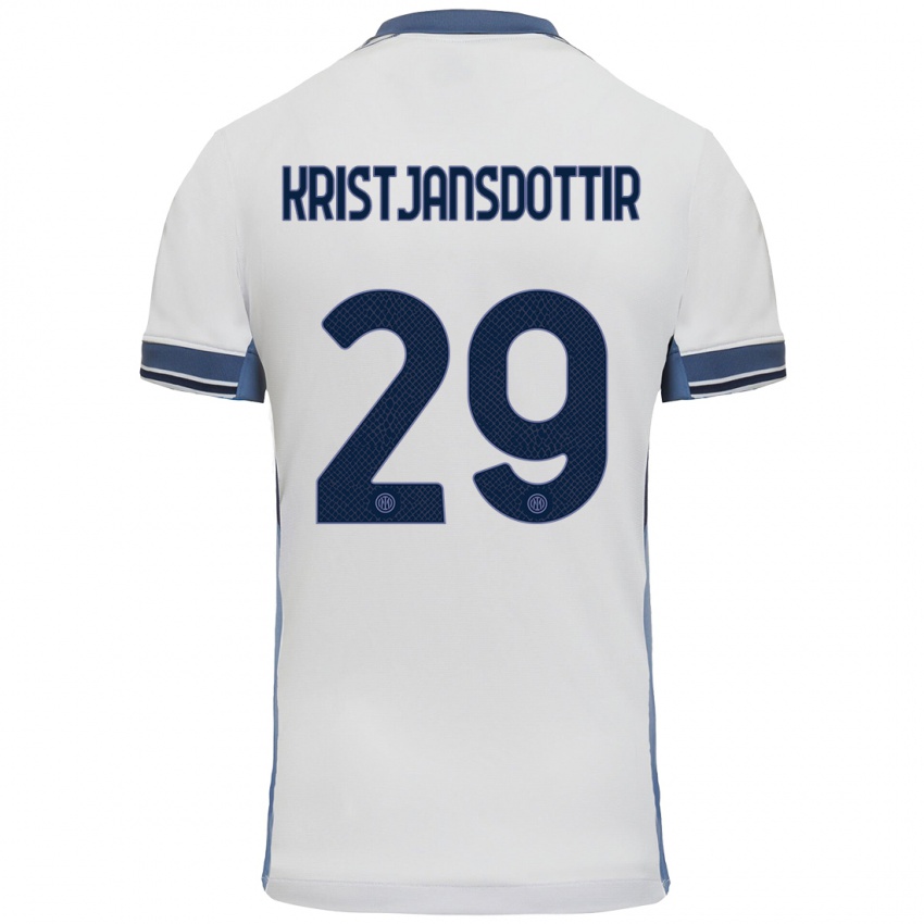 Niño Camiseta Anna Bjork Kristjansdottir #29 Blanco Gris 2ª Equipación 2024/25 La Camisa Perú