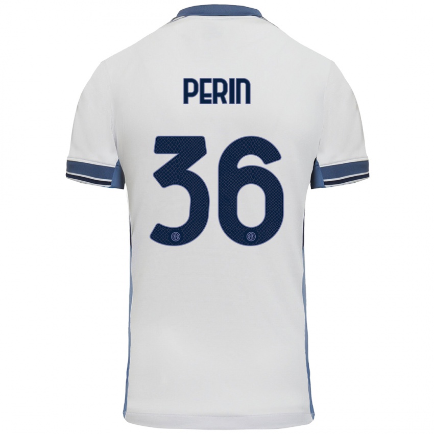 Niño Camiseta Nicolo Perin #36 Blanco Gris 2ª Equipación 2024/25 La Camisa Perú