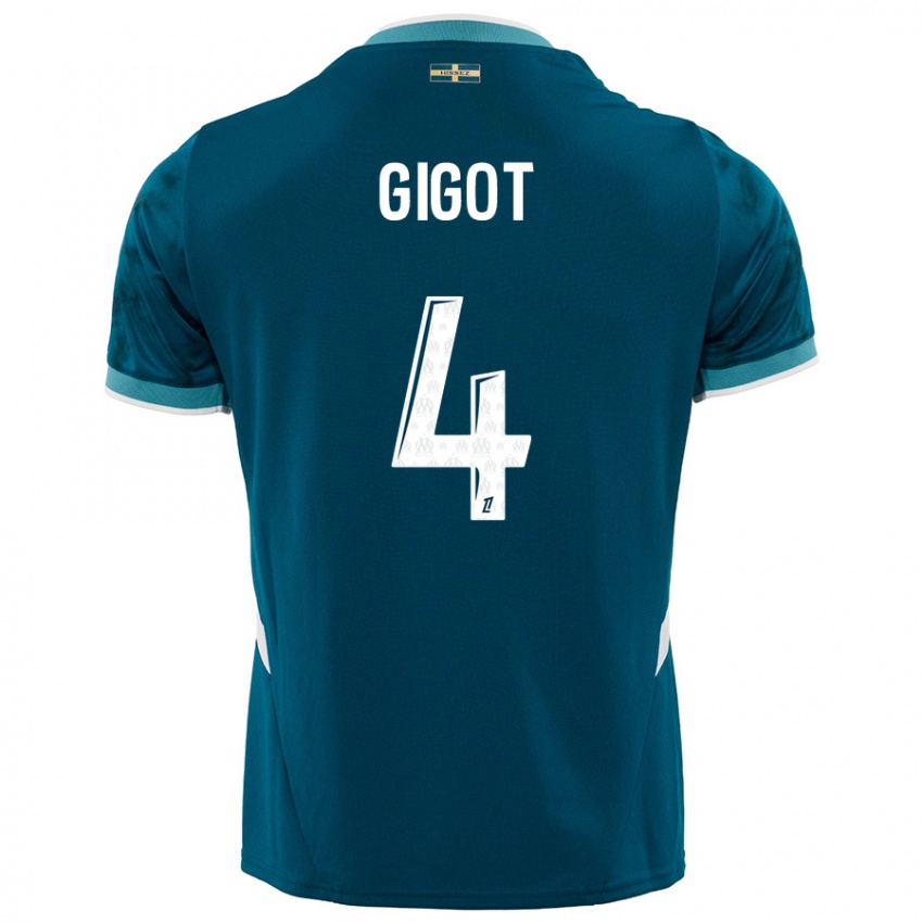 Niño Camiseta Samuel Gigot #4 Azul Turquesa 2ª Equipación 2024/25 La Camisa Perú