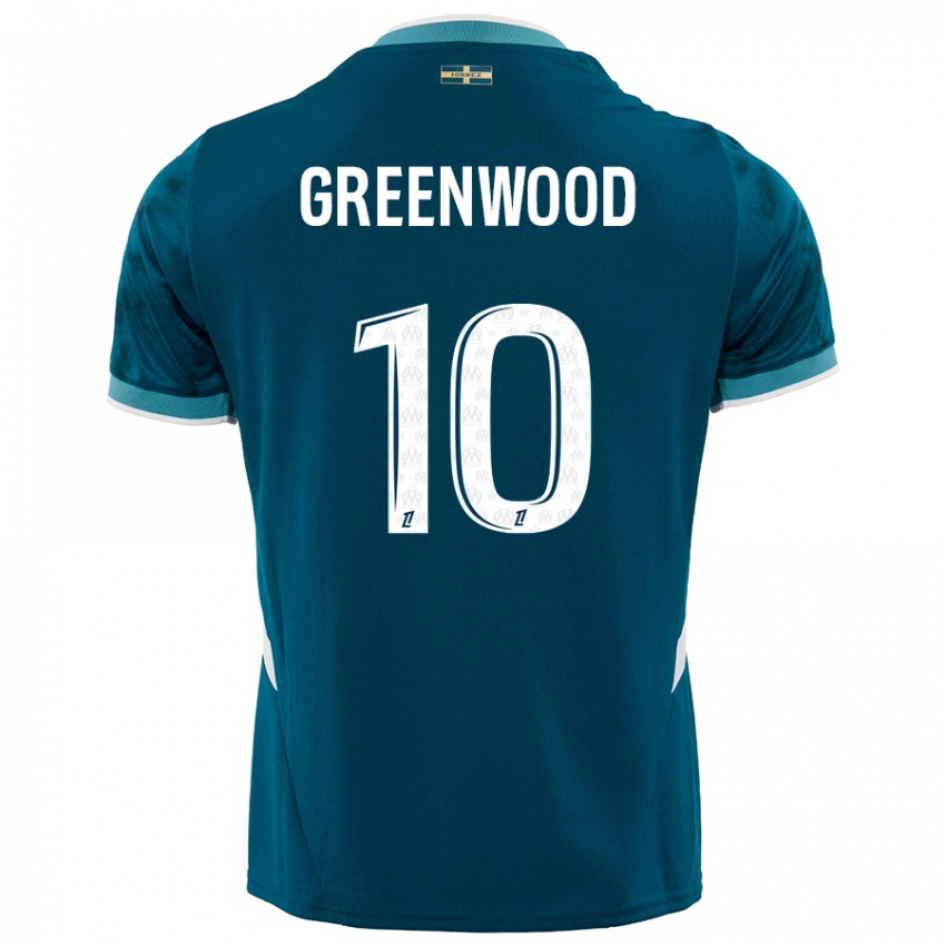 Niño Camiseta Mason Greenwood #10 Azul Turquesa 2ª Equipación 2024/25 La Camisa Perú