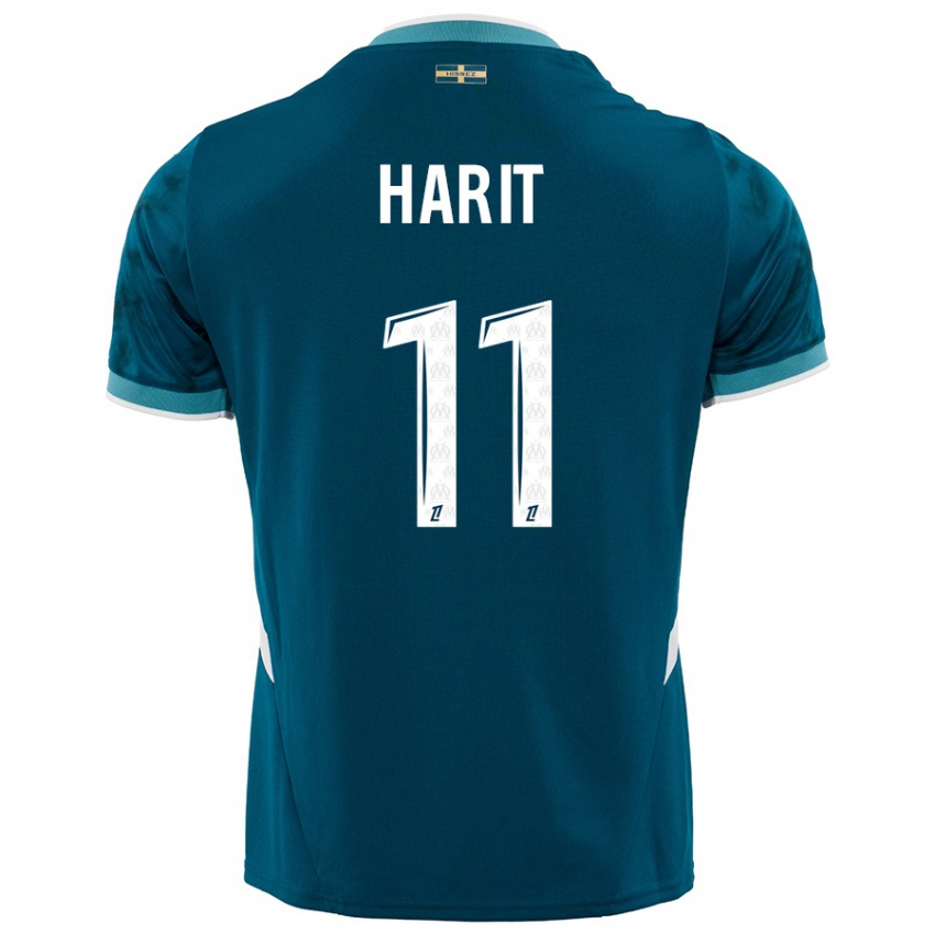 Niño Camiseta Amine Harit #11 Azul Turquesa 2ª Equipación 2024/25 La Camisa Perú