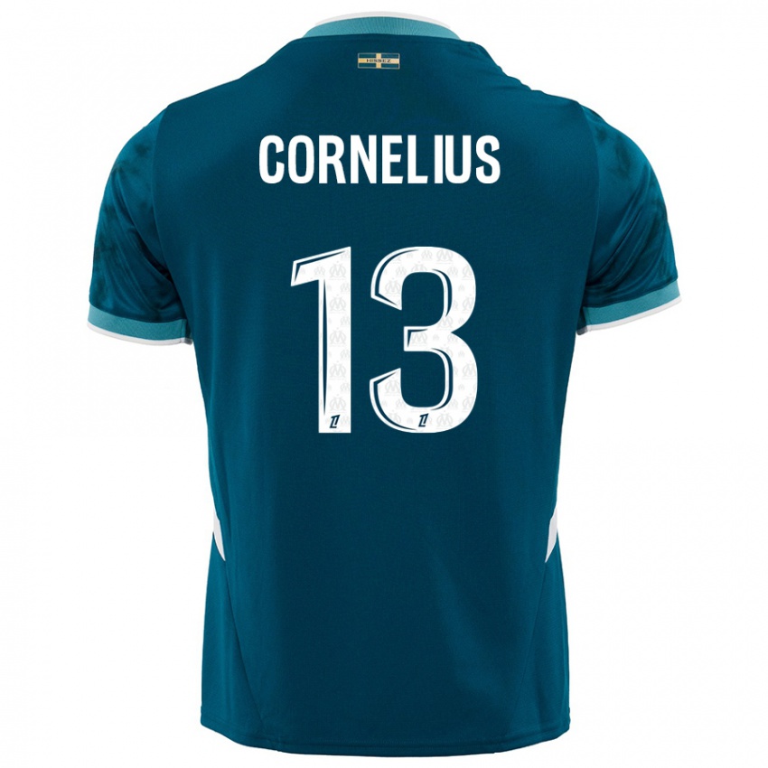 Niño Camiseta Derek Cornelius #13 Azul Turquesa 2ª Equipación 2024/25 La Camisa Perú