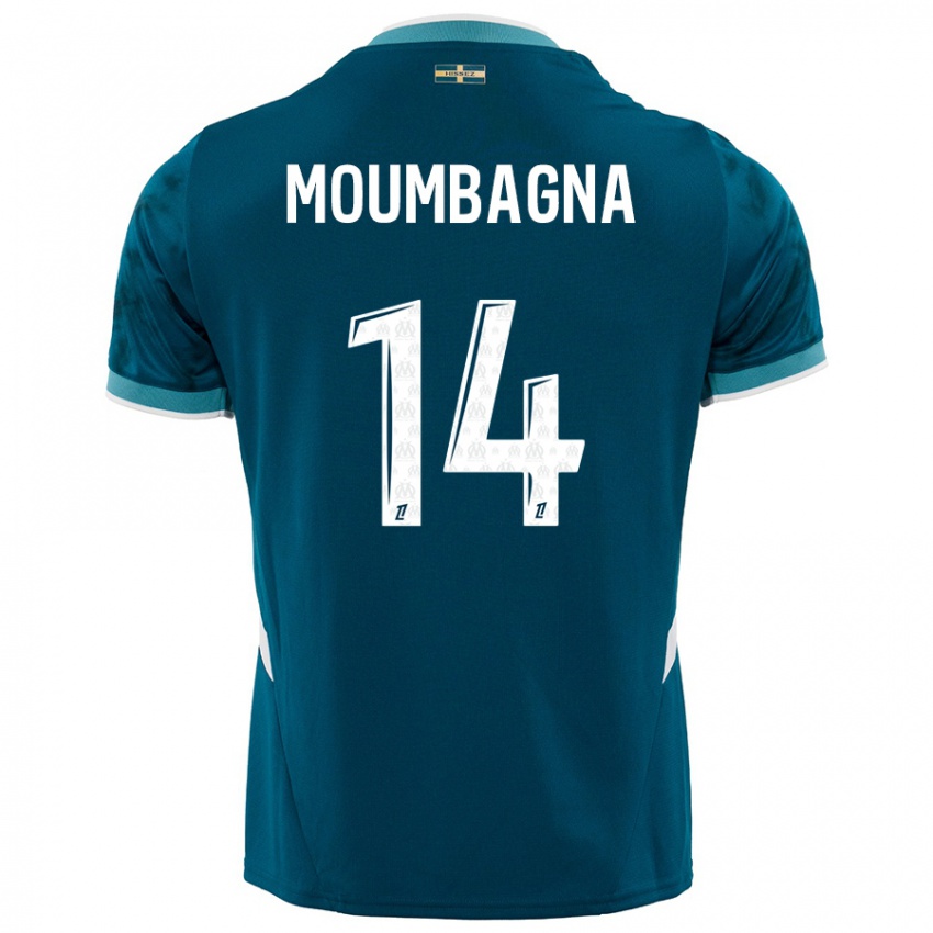 Niño Camiseta Faris Moumbagna #14 Azul Turquesa 2ª Equipación 2024/25 La Camisa Perú