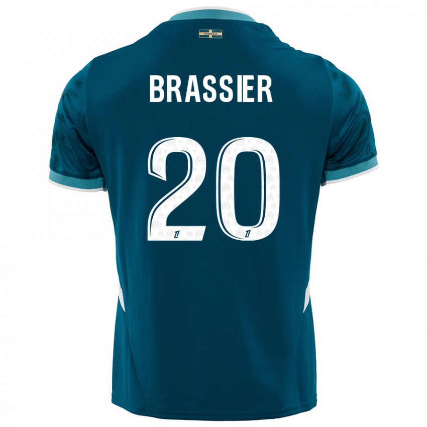 Niño Camiseta Lilian Brassier #20 Azul Turquesa 2ª Equipación 2024/25 La Camisa Perú